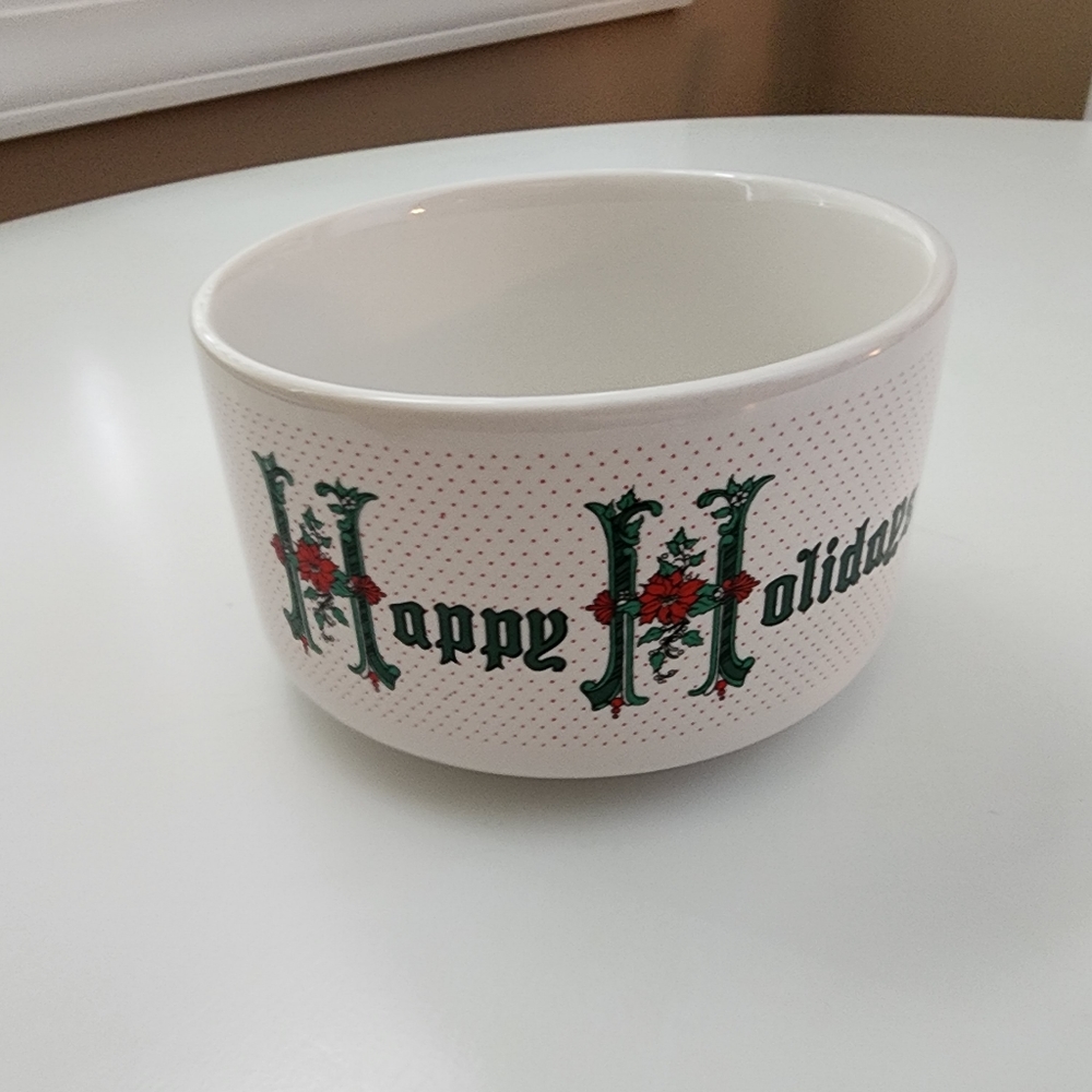 "Happy holidays" candle holder.